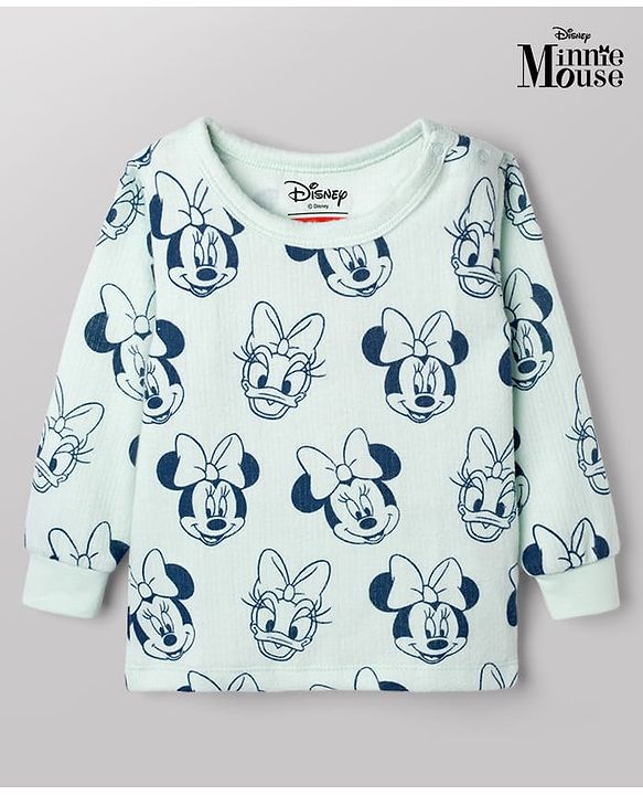 Babyhug Disney 100% Cotton Interlock Knit Full Sleeves Thermal Vest with Minnie Mouse & Daisy Duck - Light Blue