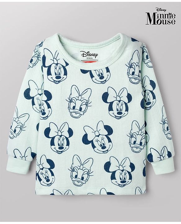 Babyhug Disney 100% Cotton Interlock Knit Full Sleeves Thermal Vest with Minnie Mouse & Daisy Duck - Light Blue