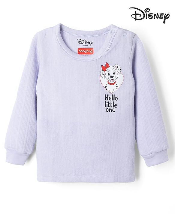 Babyhug Disney Interlock Knit Full Sleeves Thermal Innerwear Vest With 101 Dalmatian Graphic - Lavender