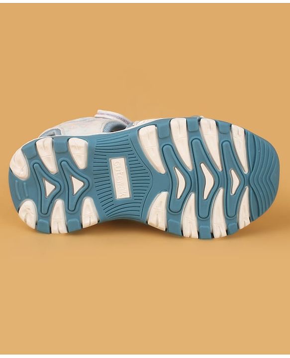 Cute Walk by Babyhug Velcro Closure Glitter & Floral Print Sandals - Blue