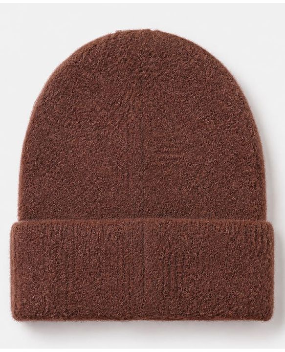 Babyhug Knit Solid Woollen Cap with Bear Embroidered Applique Brown - Diameter 15 cm