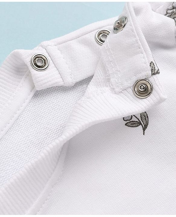 Babyhug 100% Cotton Terry Knit Sweatshirt with Full Sleeves and Floral Print in White