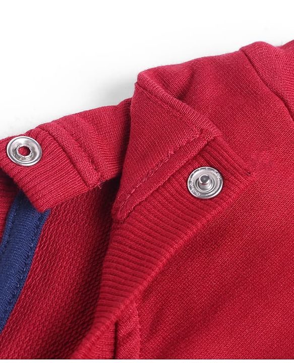 Babyhug Single Jersey Knit Full Sleeves T-Shirt With Text Print & Joggers Set - Red & Blue