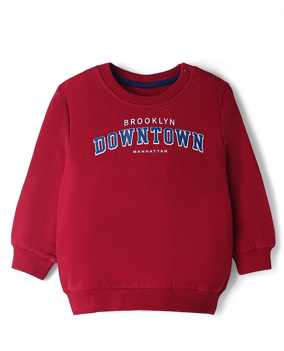 Babyhug Single Jersey Knit Full Sleeves T-Shirt With Text Print & Joggers Set - Red & Blue