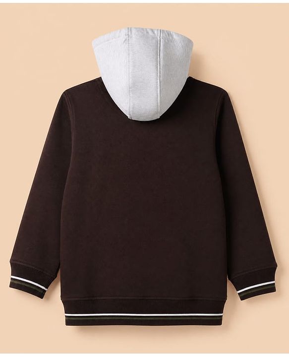 Pine Kids 100% Cotton Knit Full Sleeves Hooded Sweatshirt With Create Text Print- White