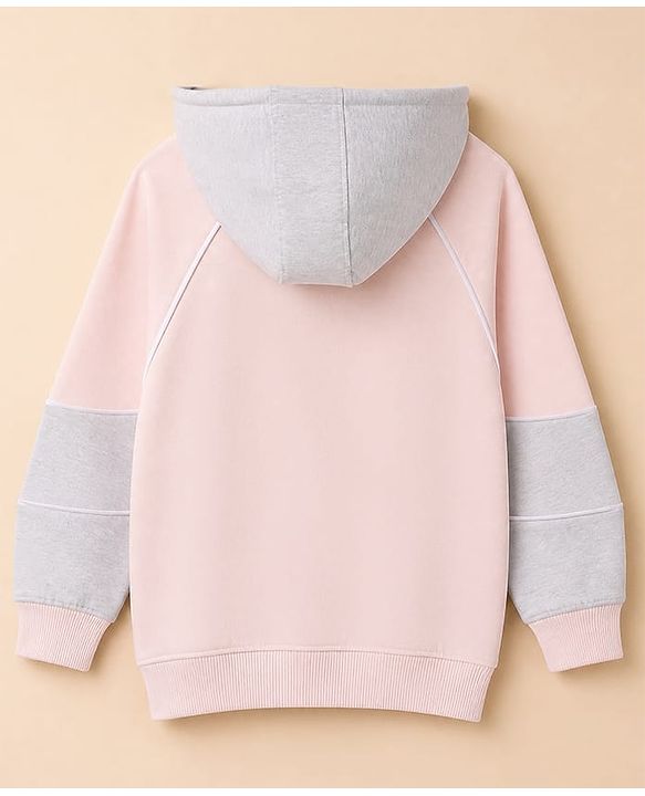 Pine Kids 100% Cotton Knit Marshmallow Sweatshirts with Full Sleeves, Raglan Sleeves and Hooded Neck in Pink
