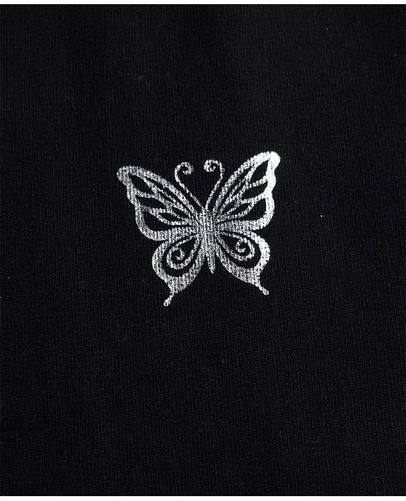 Pine Kids 100% Cotton Knit Full Sleeves Hooded Sweatshirt With Butterfly Print - Black