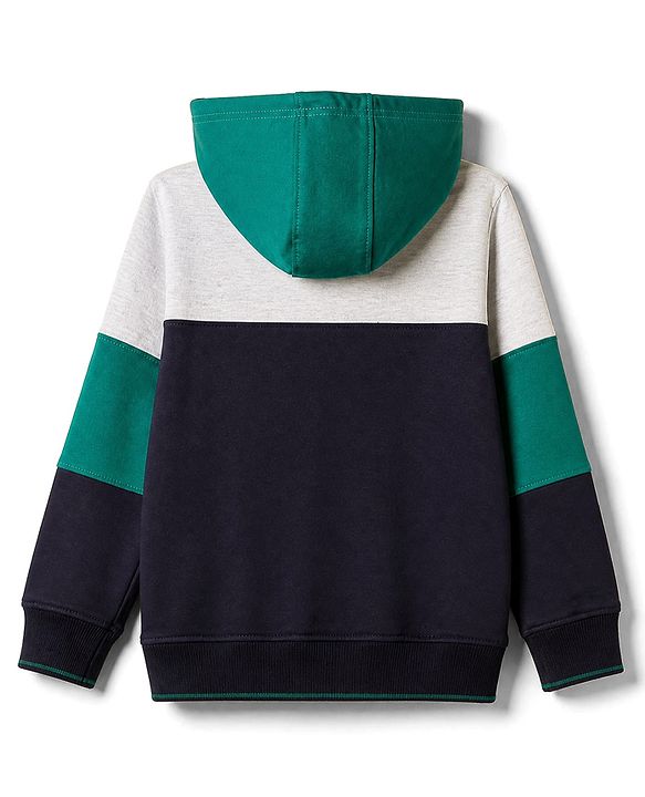 Pine Kids Cotton Knit Sweatshirt with Full Sleeves and Emblem Embroidery - Navy Blue