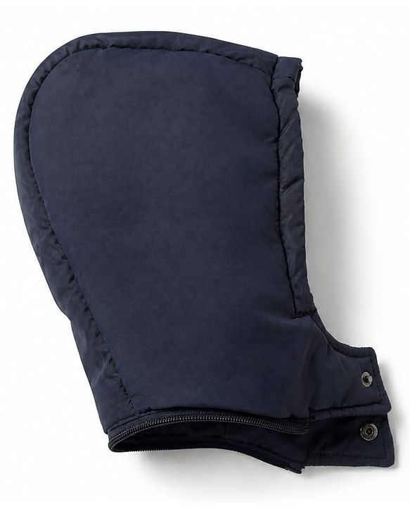 Babyhug Woven Full Sleeves Hooded Padded Winter Jacket With Text Embroidery - Navy Blue