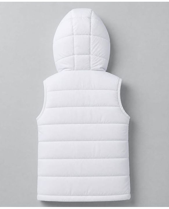 Babyhug Woven Padded Winter Jacket with Sleeveless and Front Zipper in White
