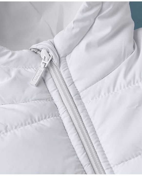 Babyhug Woven Padded Winter Jacket with Sleeveless and Front Zipper in White