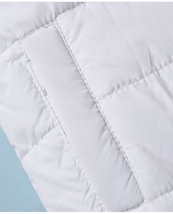 Babyhug Woven Padded Winter Jacket with Sleeveless and Front Zipper in White