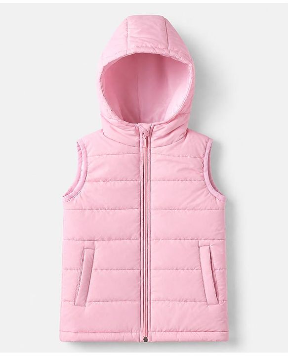 Babyhug Woven Padded/Quilted/ Winter Jacket with Sleeveless in Pink for 12-18 Months