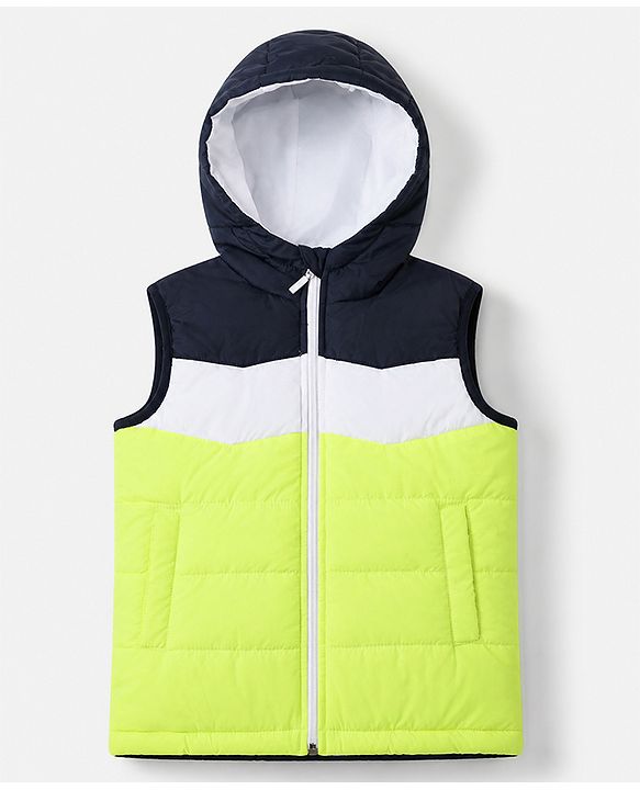 Babyhug Woven Sleeveless Hoodie - Navy Blue