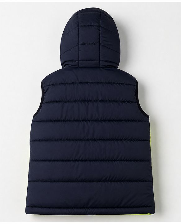 Babyhug Woven Sleeveless Hoodie - Navy Blue