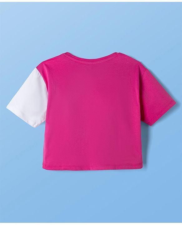 Pine Kids Disney 100% Cotton Single Jersey Knit Half Sleeves T-Shirt and Joggers with Full Length and Minnie Mouse Graphic in Pink