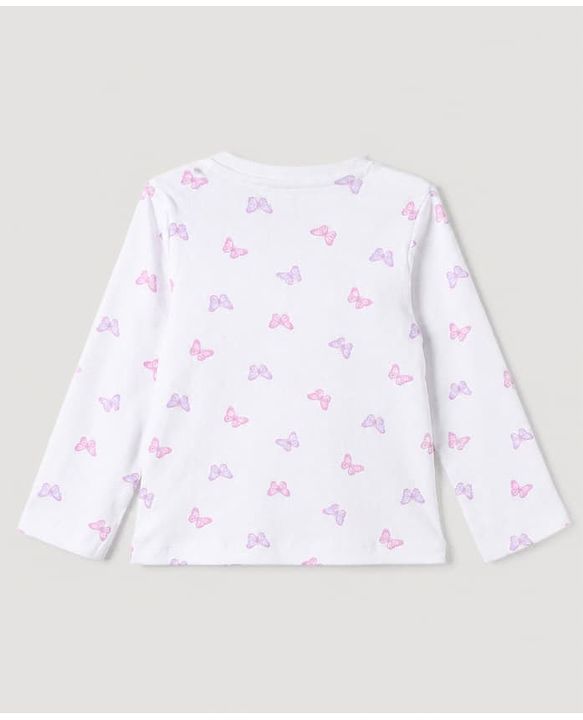 Babyhug 100% Cotton Interlock Knit Full Sleeves T-Shirts With Flower & Butterfly Print Pack Of 3 - Purple White & Pink