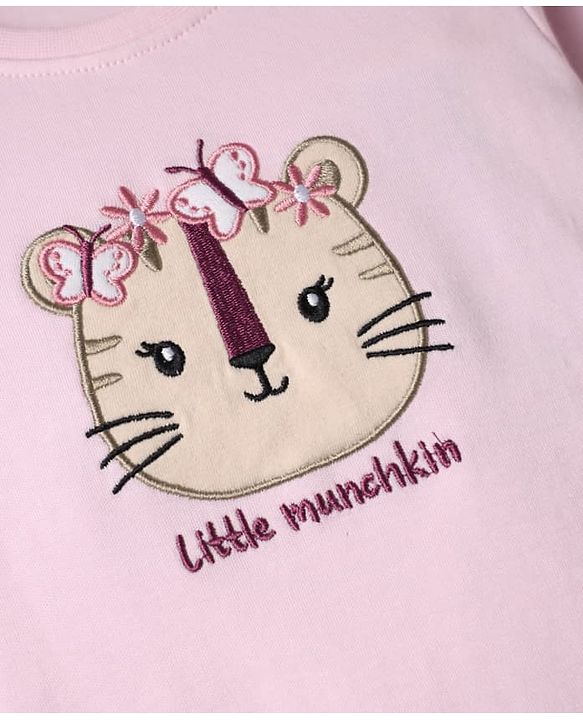 Babyhug 100% Cotton Interlock Knit Full Sleeves T-Shirts With Flower & Butterfly Print Pack Of 3 - Purple White & Pink
