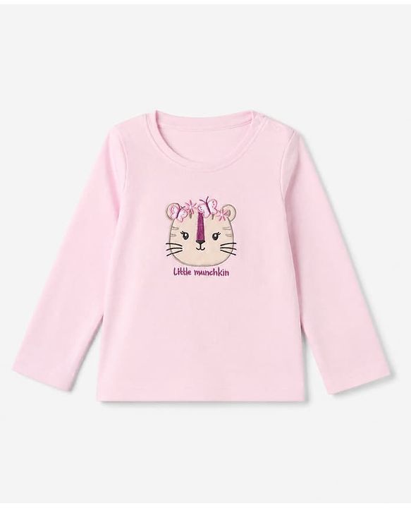 Babyhug 100% Cotton Interlock Knit Full Sleeves T-Shirts With Flower & Butterfly Print Pack Of 3 - Purple White & Pink