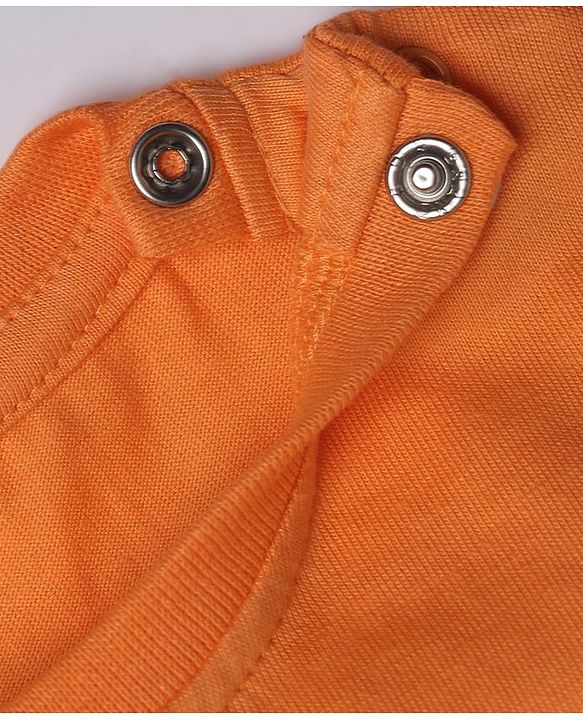 Babyhug 100% Cotton Knit Half Sleeves Solid T-Shirt - Orange