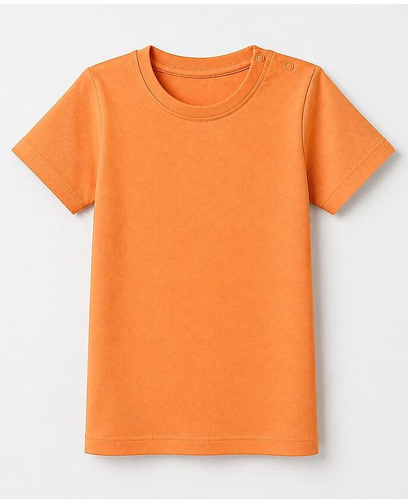 Babyhug 100% Cotton Knit Half Sleeves Solid T-Shirt - Orange