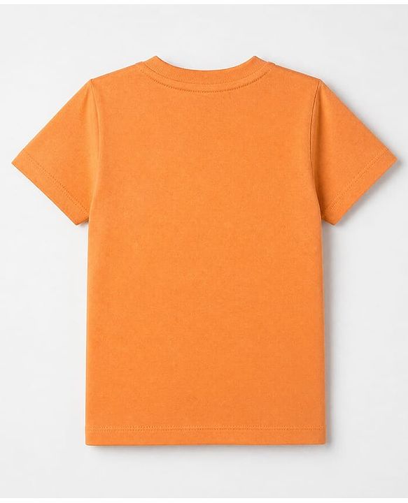 Babyhug 100% Cotton Knit Half Sleeves Solid T-Shirt - Orange