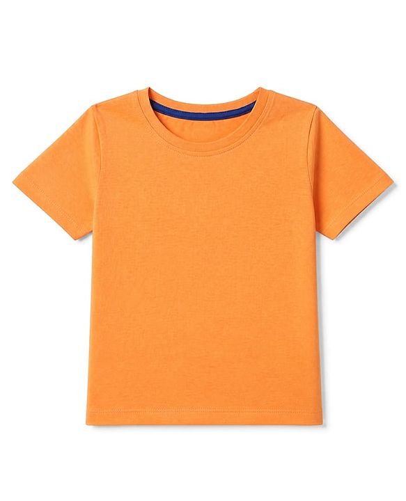 Babyhug 100% Cotton Knit Half Sleeves Solid T-Shirt - Orange