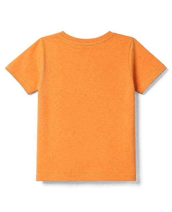 Babyhug 100% Cotton Knit Half Sleeves Solid T-Shirt - Orange