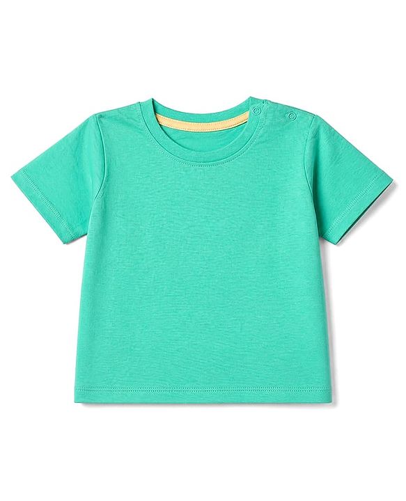 Babyhug 100% Cotton Knit Solid T-Shirts with Half Sleeves - Green