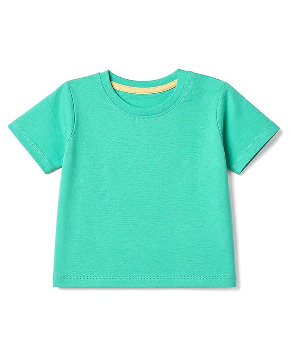 Babyhug 100% Cotton Knit Solid T-Shirts with Half Sleeves - Green