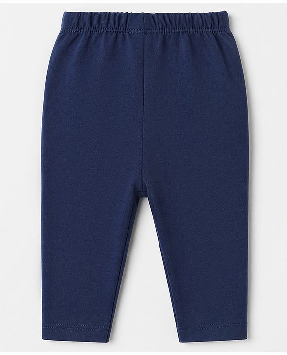 Babyhug Single Jersey Knit Full Length Jeggings with Champ Print in Blue