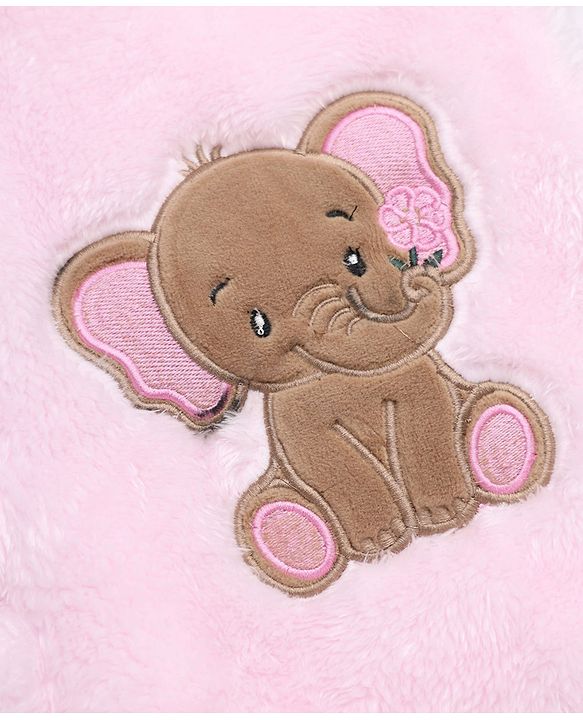 Babyhug Fur Knit Winter Romper with Full Sleeves and Koala Patch & Applique - Brown