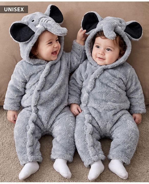 Babyhug Fur Knit Winter Romper with Full Sleeves and Koala Patch & Applique - Brown