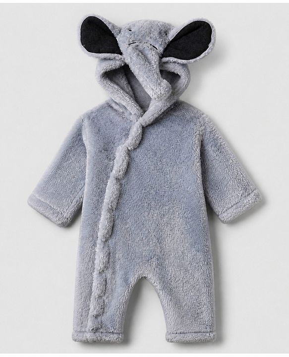 Babyhug Fur Knit Winter Romper with Full Sleeves and Koala Patch & Applique - Brown