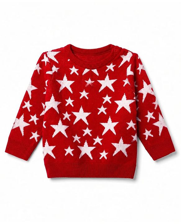Babyhug Knit Full Sleeves Sweater Set with Star Design - Red