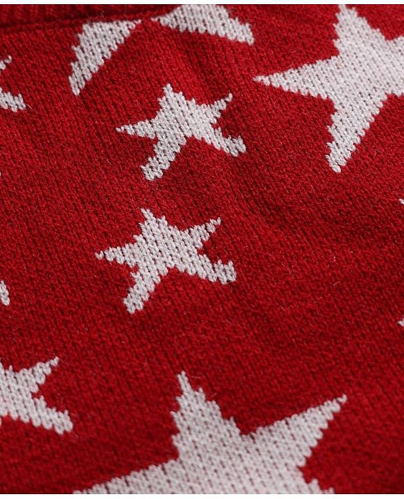 Babyhug Knit Full Sleeves Sweater Set with Star Design - Red