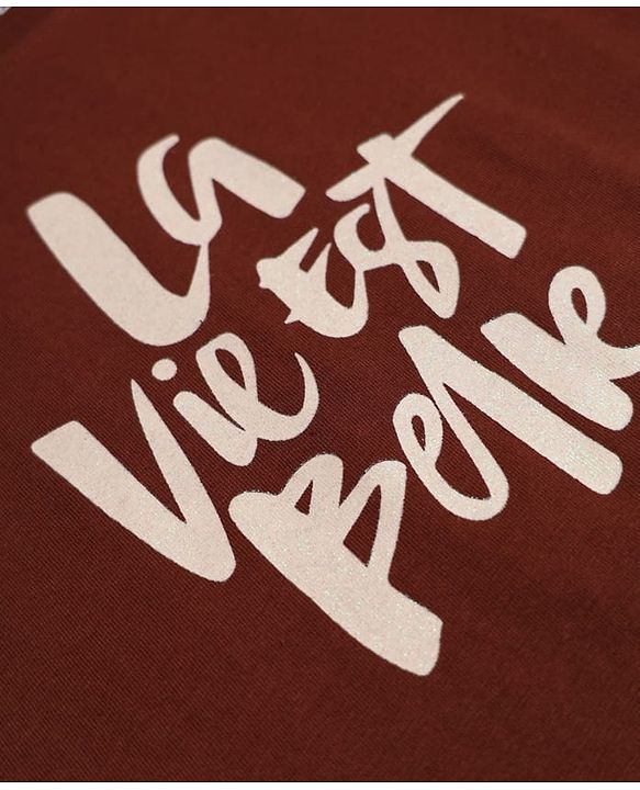 Pine Kids Cotton Blend Knit Half Sleeves T-Shirt and Jogger with Typography Print in Brown