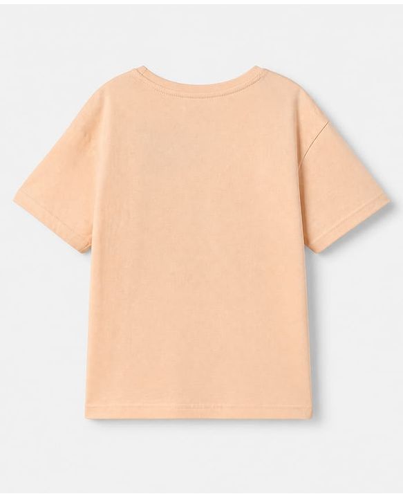 Pine Kids Cotton Blend Looper Knit Half Sleeves T-Shirt and Jogger with New York Basketball Print in Peach