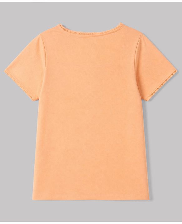 Pine Kids Cotton Knit Half Sleeves T-Shirt & Pyjama Night Suit with Floral Print - Peach