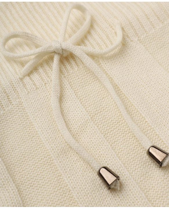Babyhug Knit Full Sleeves Woolen Dress with Cable Knit Design - OffWhite