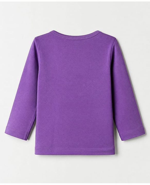 Babyhug Cotton Knit Front Open Full Sleeves T-Shirt & Pajama Night Suit with Butterfly Print - Purple