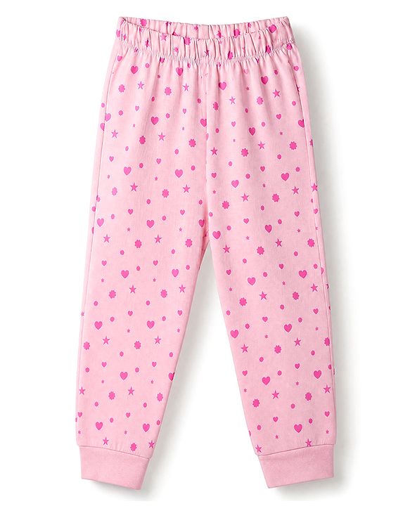 Babyhug Disney 100% Cotton Single Jersey Knit Full Sleeves T-Shirt & Pyjama Night Suit With Minnie Mouse Print - Baby Pink