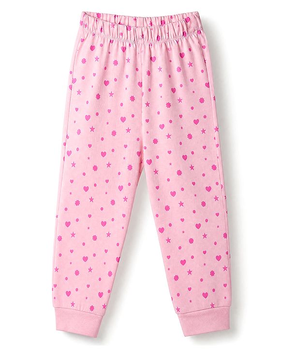 Babyhug Disney 100% Cotton Single Jersey Knit Full Sleeves T-Shirt & Pyjama Night Suit With Minnie Mouse Print - Baby Pink