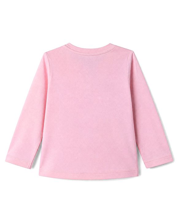 Babyhug Disney 100% Cotton Single Jersey Knit Full Sleeves T-Shirt & Pyjama Night Suit With Minnie Mouse Print - Baby Pink