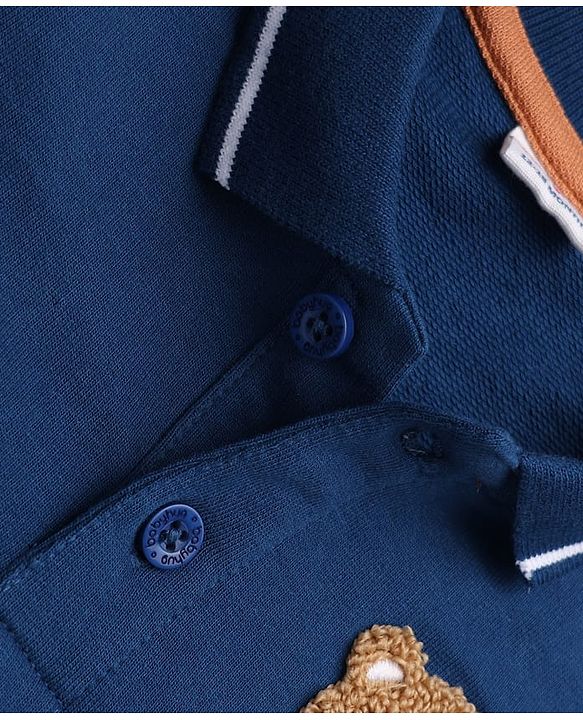 Babyhug Premium 100% Cotton Knit Front Open Heavy Gauge Sweatshirt with Full Raglan Sleeves and Bear Patch in Navy Blue