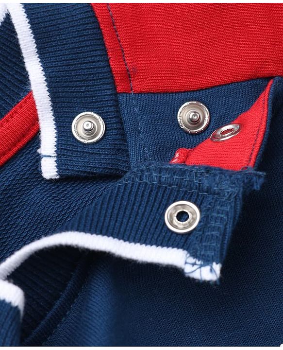 Babyhug 100% Cotton Knit Full Sleeves Heavy Gauge Sweatshirt With Champs Print - Navy Blue