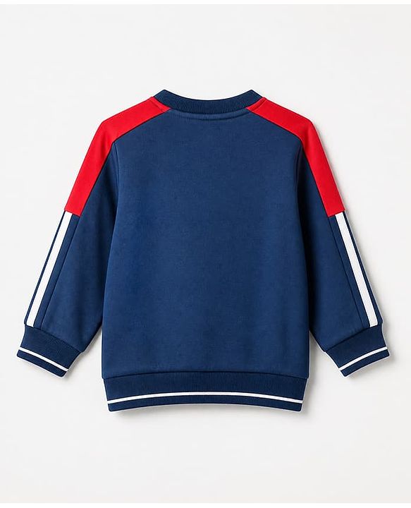 Babyhug 100% Cotton Knit Full Sleeves Heavy Gauge Sweatshirt With Champs Print - Navy Blue