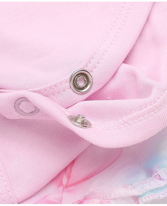 Babyhug Organza Woven Solid Ruffle Sleeves Onesie with Bow at York Party - Pink
