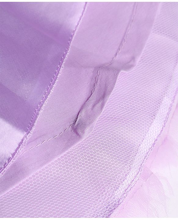 Babyhug Sequinned Solid Mesh Sleeveless Party Dress With Floral Applique - Lilac