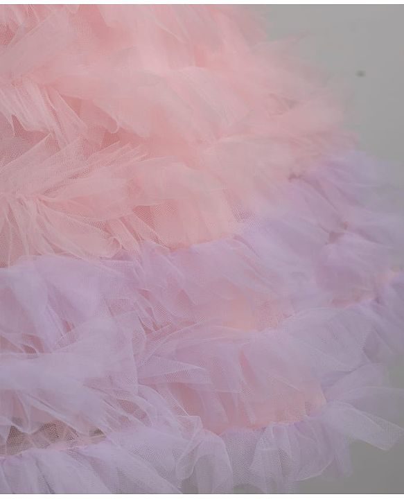 Babyhug Solid Mesh Woven Sleeveless Party Dress & Pleated York with Bow Applique - Pink